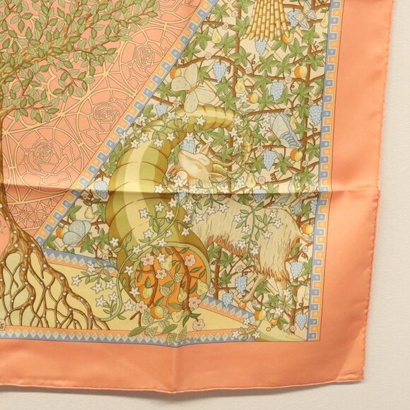 HERMES Carre 90 Scarf ""AXIS MUNDI"" Silk Orange Auth - Picture 11 of 16